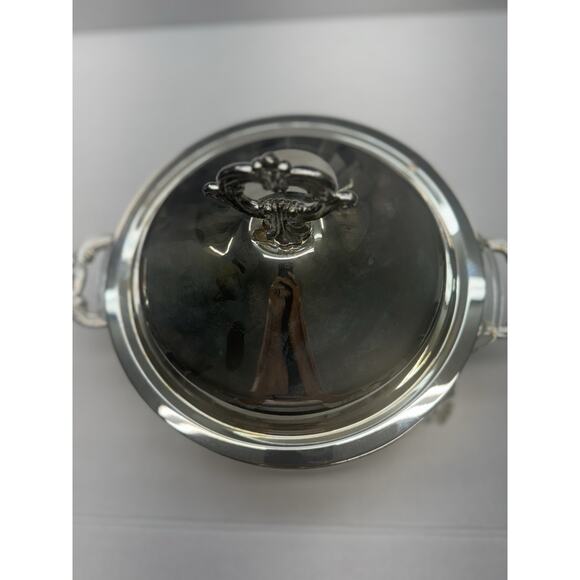 Vintage Silver Plated Serving Dish With 1.5 QT Pyrex Ovenproof Bowl - Picture 2 of 9